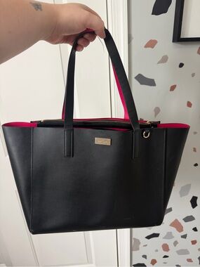 Kate Spade Black Tote Bag with Pink Interior